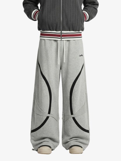 Retro Contrast Panel Drawstring Sweatpants 