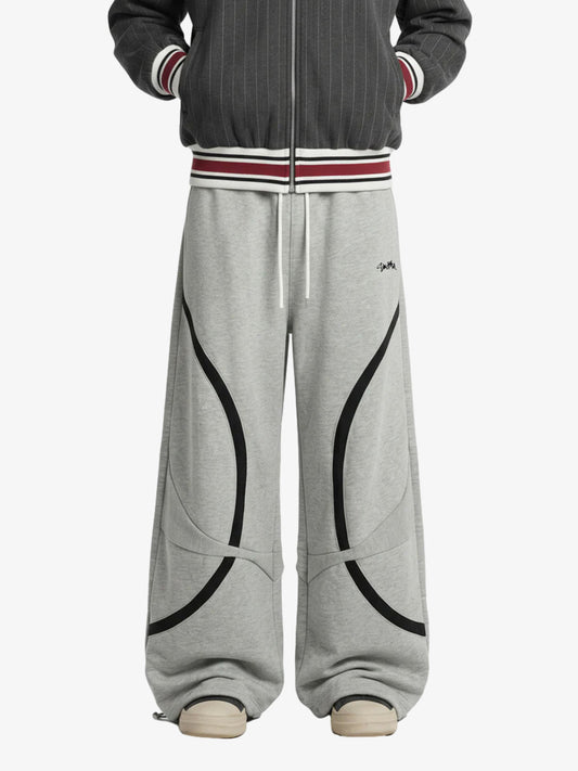 Retro Contrast Panel Drawstring Sweatpants 