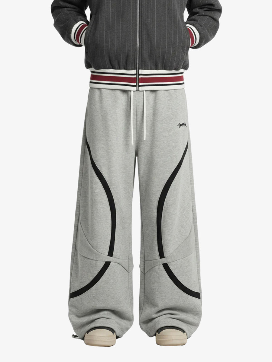 Retro Contrast Panel Drawstring Sweatpants 