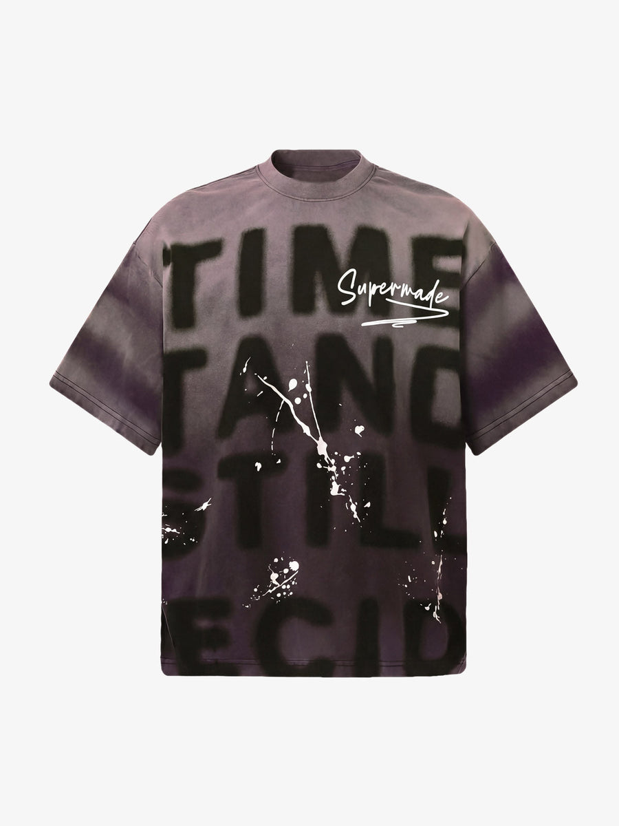 Ink Splash Letter Print T-shirt - 2414 