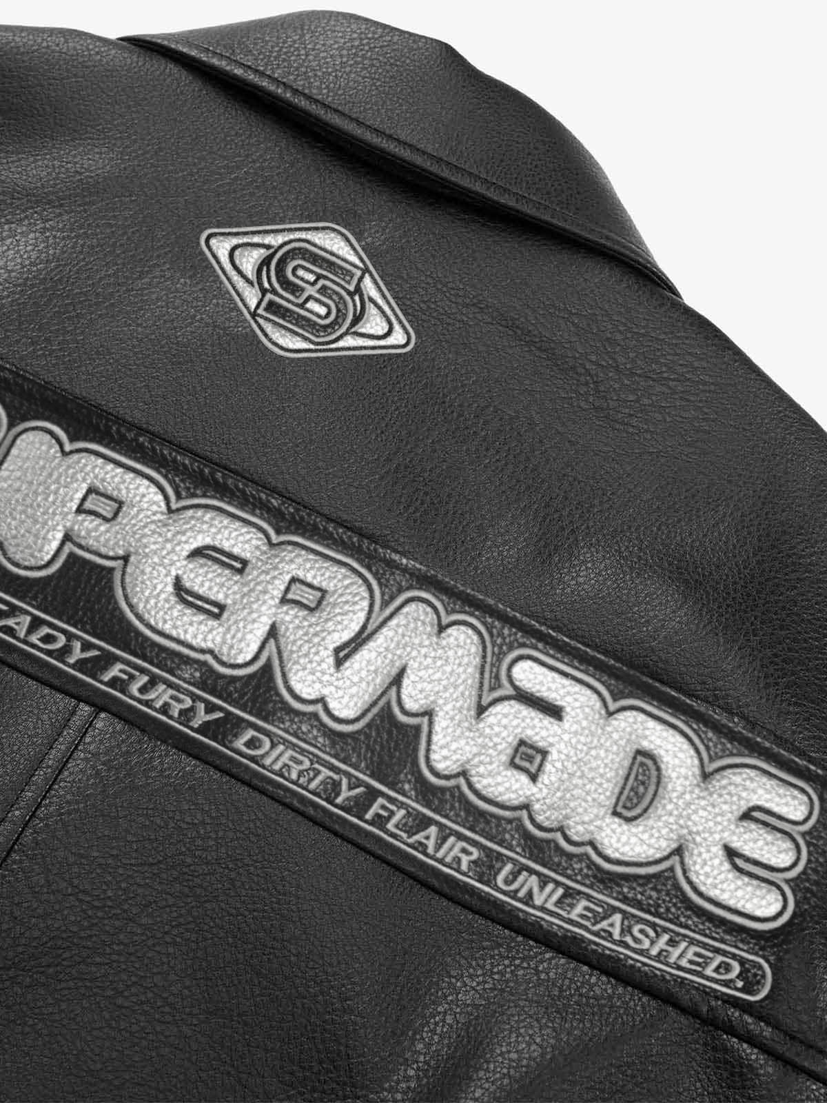 Faux Leather Vintage Street Black Air Jacket - 1821 