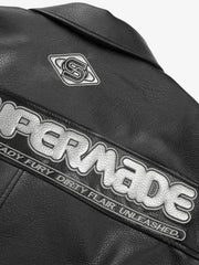 Faux Leather Vintage Street Black Air Jacket - 1821 