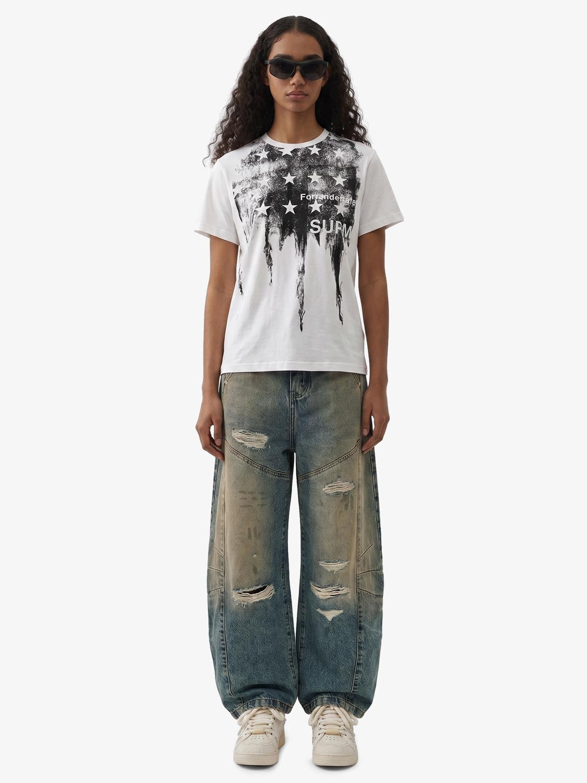 Vintage Mud-Dyed Distressed Barrel Jeans - 2537 