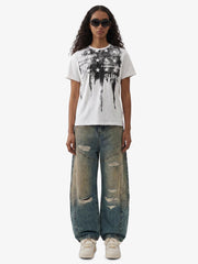 Vintage Mud-Dyed Distressed Barrel Jeans - 2537 