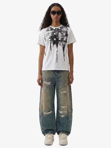 Vintage Mud-Dyed Distressed Barrel Jeans - 2537 