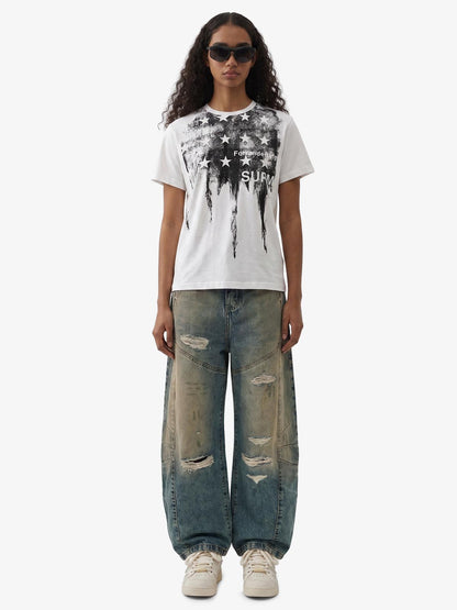 Vintage Mud-Dyed Distressed Barrel Jeans - 2537 