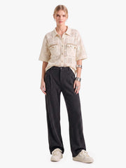 Retro Wool Blend Pleated Baggy Trousers 