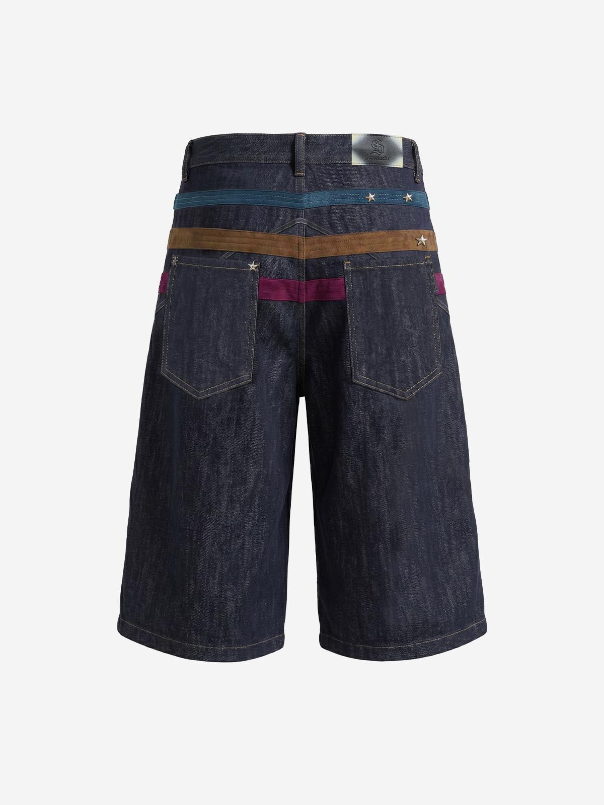 Vintage Star Studded Panel Wide Leg Shorts