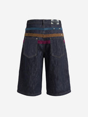 Vintage Star Studded Panel Wide Leg Shorts