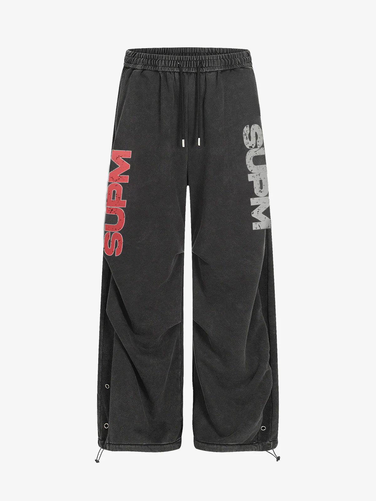 Street Washed Mottled Rivet Letter Print Baggy Sweatpants 