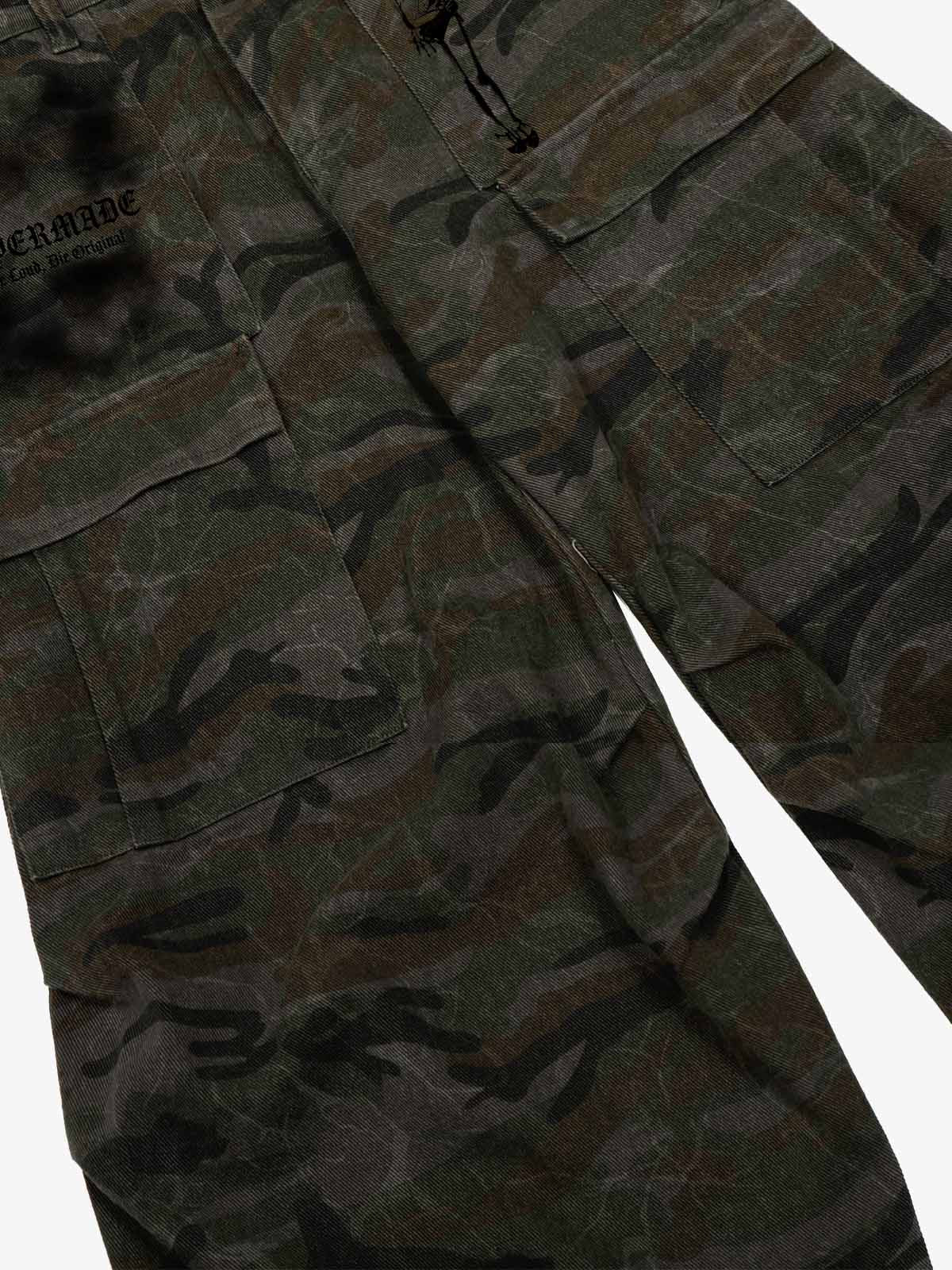 Faded Camo Graphic Wide-Leg Cargo Pants 
