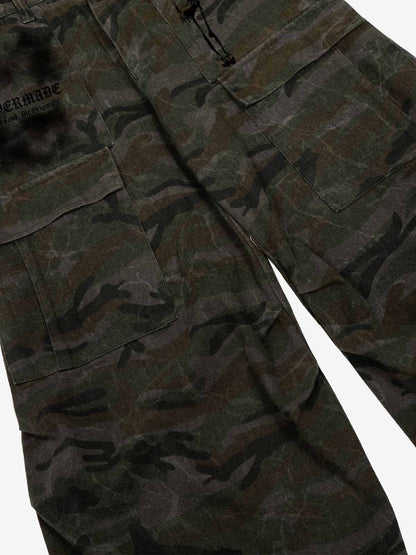 Faded Camo Graphic Wide-Leg Cargo Pants 