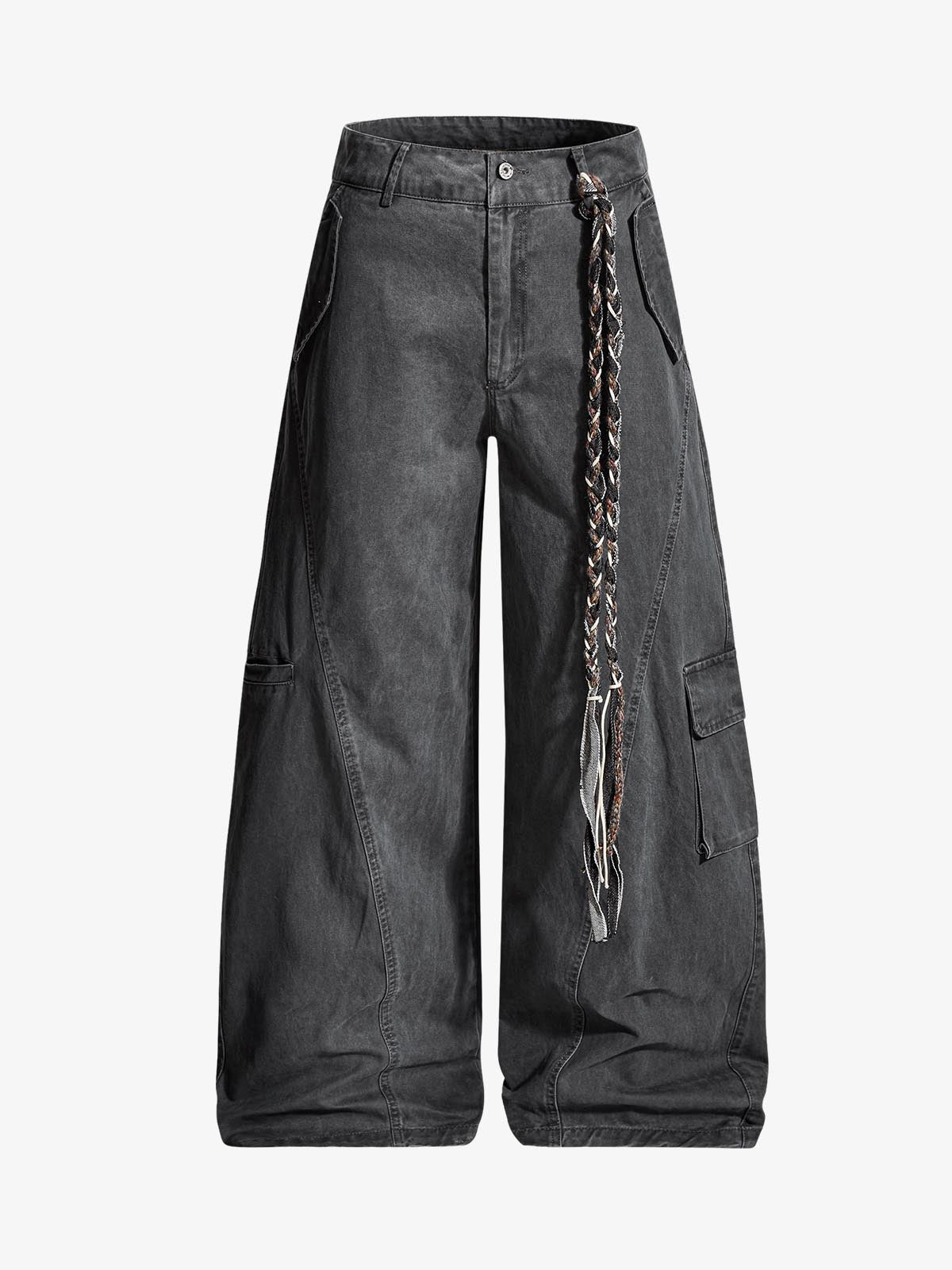 Washed Cargo Webbing Baggy Pants 