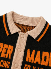 Vintage Racing Graphic Jacquard Knit Polo Sweater