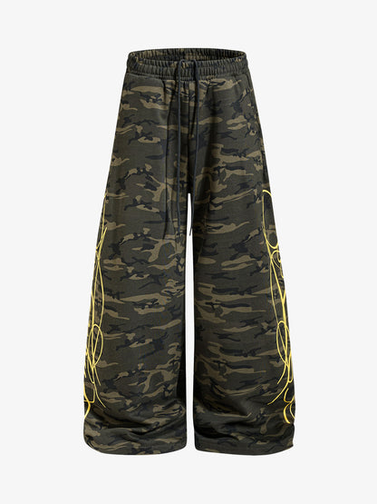 Camo Drawstring Baggy Sweatpants
