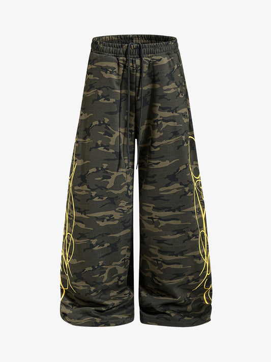 Camo Drawstring Baggy Sweatpants