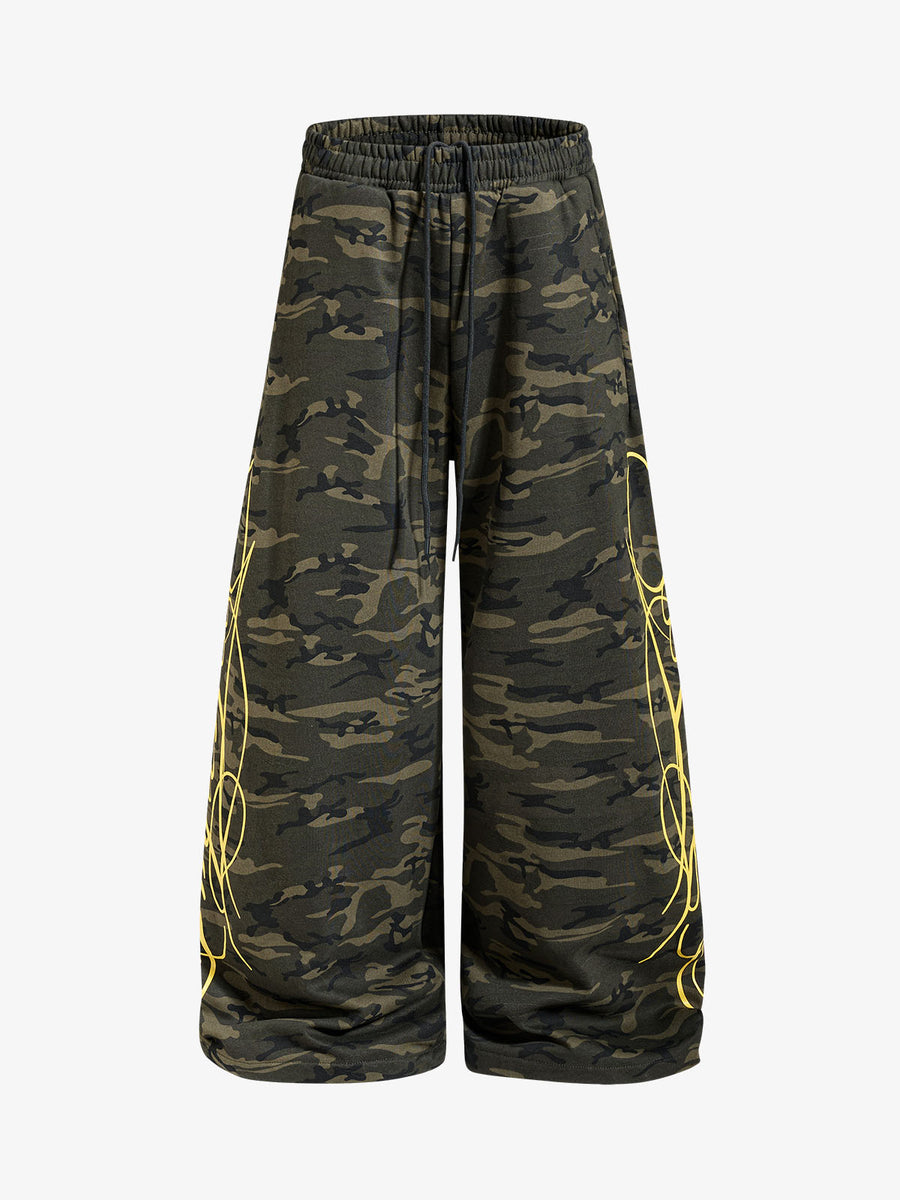 Camo Drawstring Baggy Sweatpants