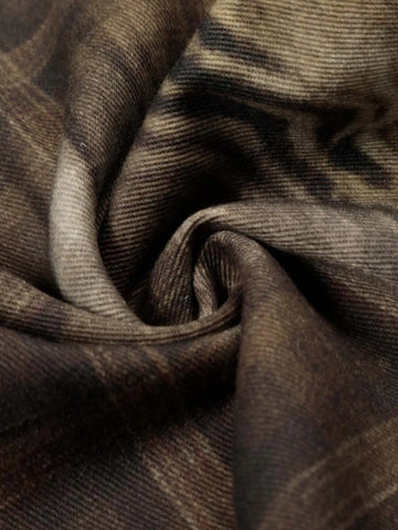 Plaid Leopard Print Cargo Barrel Jeans 