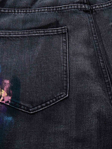 Retro Distressed Colorful Graffiti Art Print Jeans 