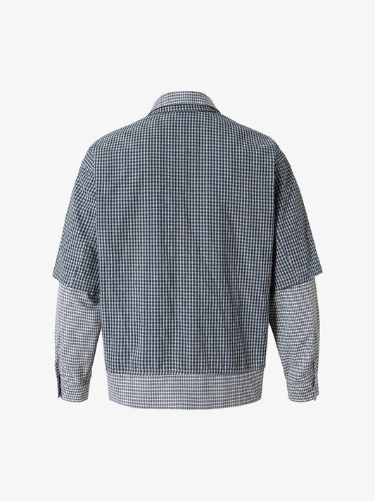 Thesupermade Double-layered Plaid Deconstructed Shirt 