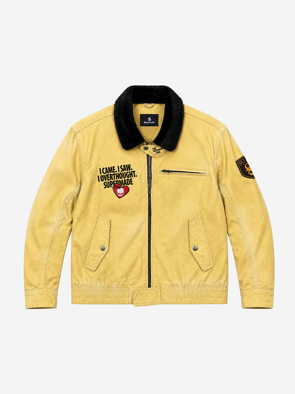 Graphic Patch Contrast-Collar Jacket