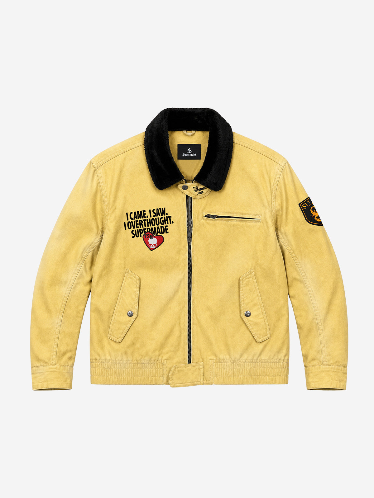 Graphic Patch Contrast-Collar Jacket