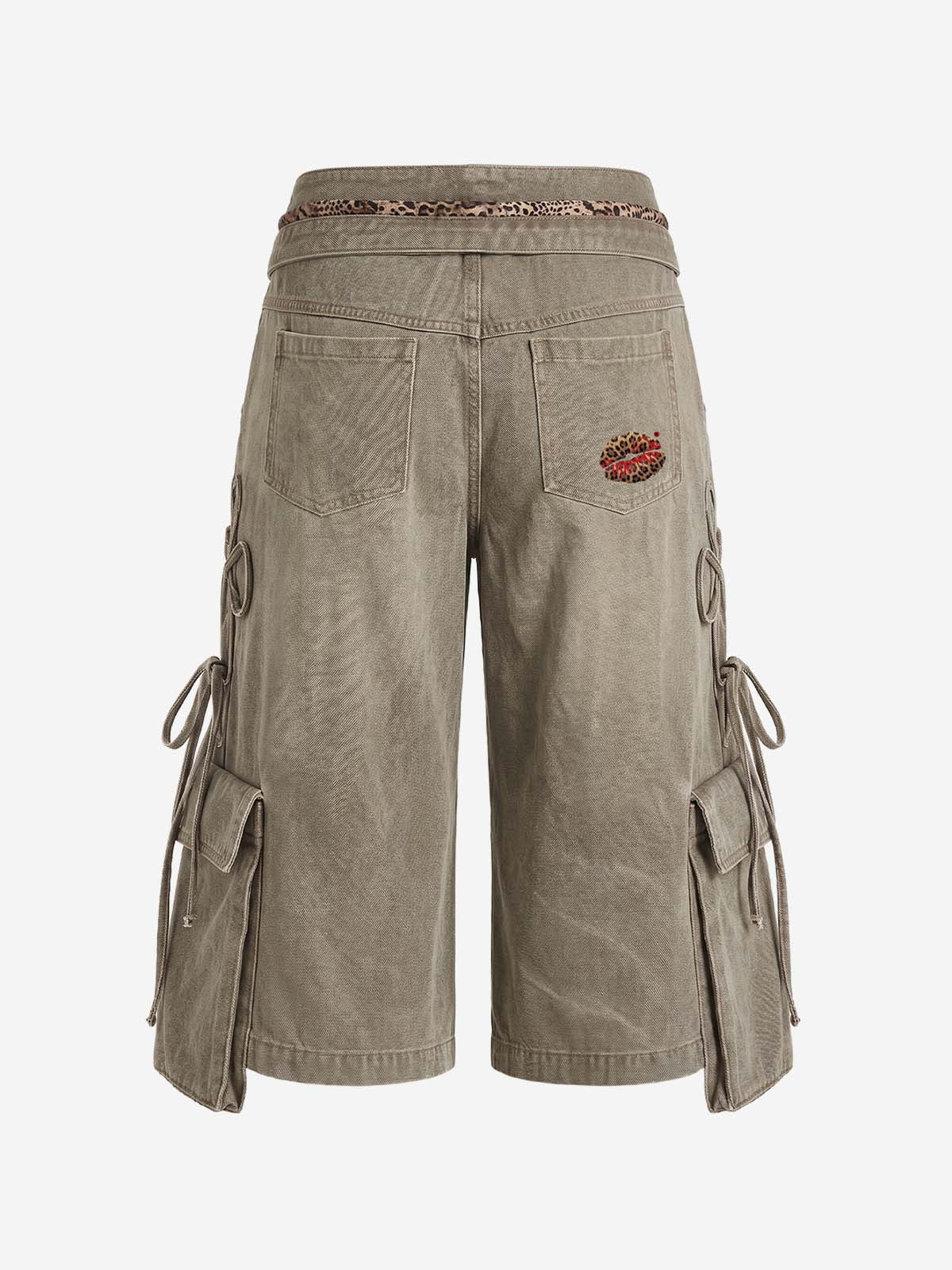 Turned-Waist Utility Wide-Leg Jeans