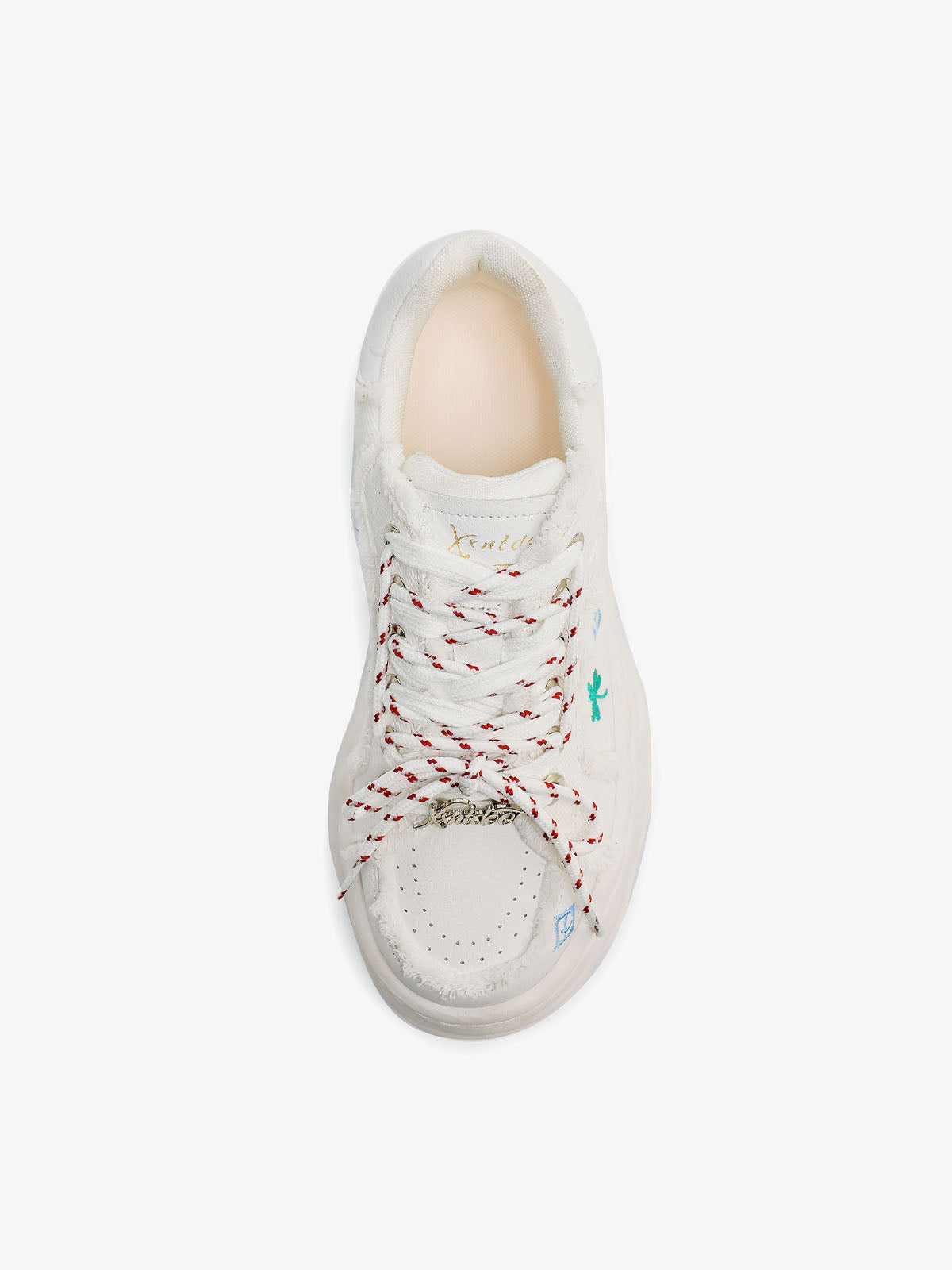 Thesupermade American Retro Patch Raw Edge Embroidered Floral Dissolving Shoes 
