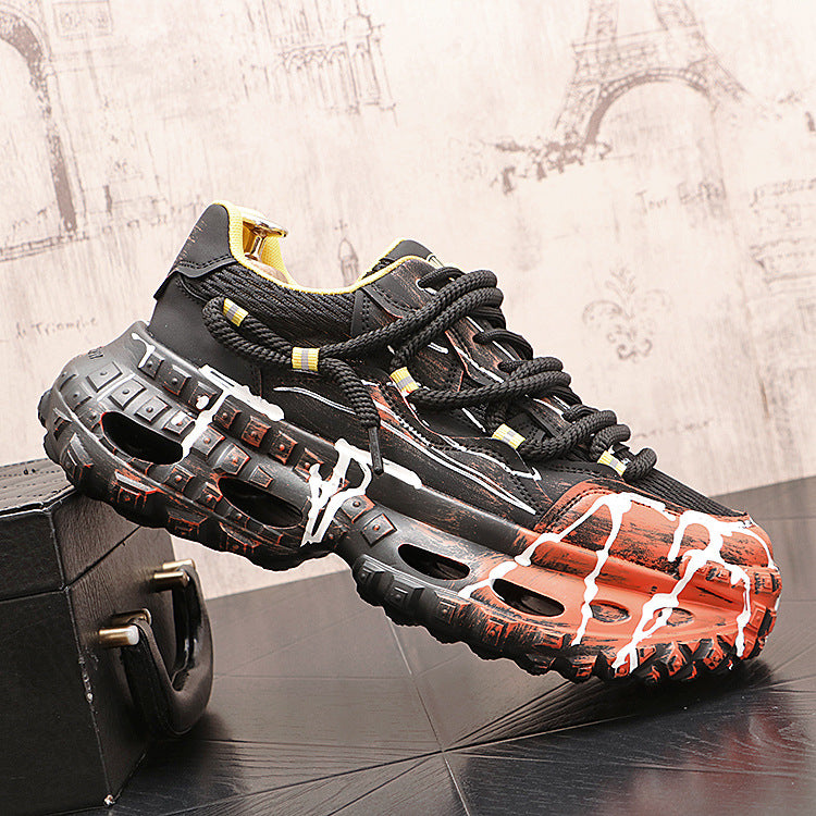 Mesh Overlay Chunky Sole Low-Top Sneakers