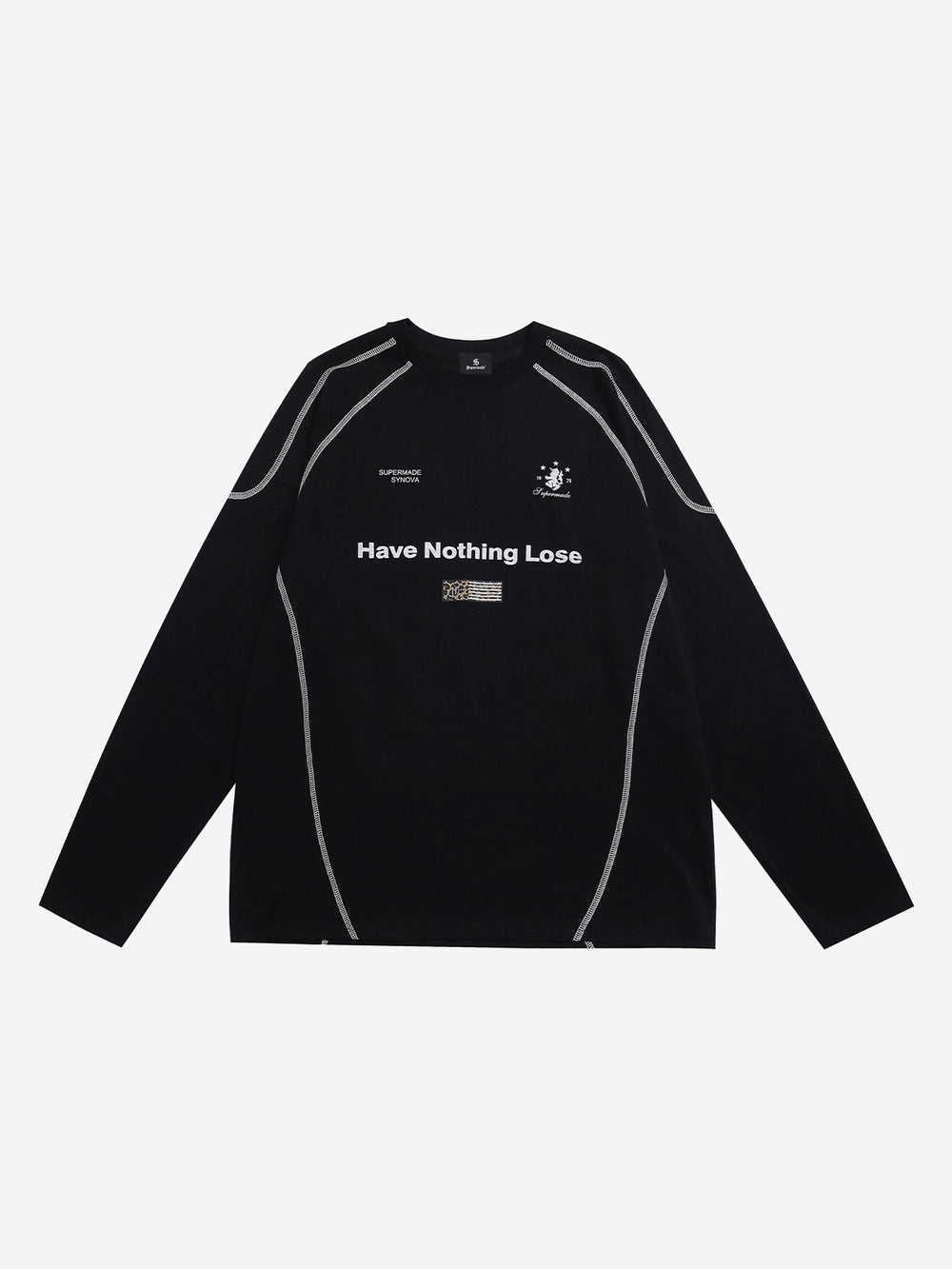 Leopard-Panel Slogan Quick-Dry Long Sleeve Tee