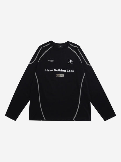 Leopard-Panel Slogan Quick-Dry Long Sleeve Tee
