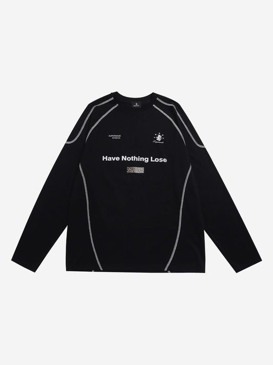 Leopard-Panel Slogan Quick-Dry Long Sleeve Tee
