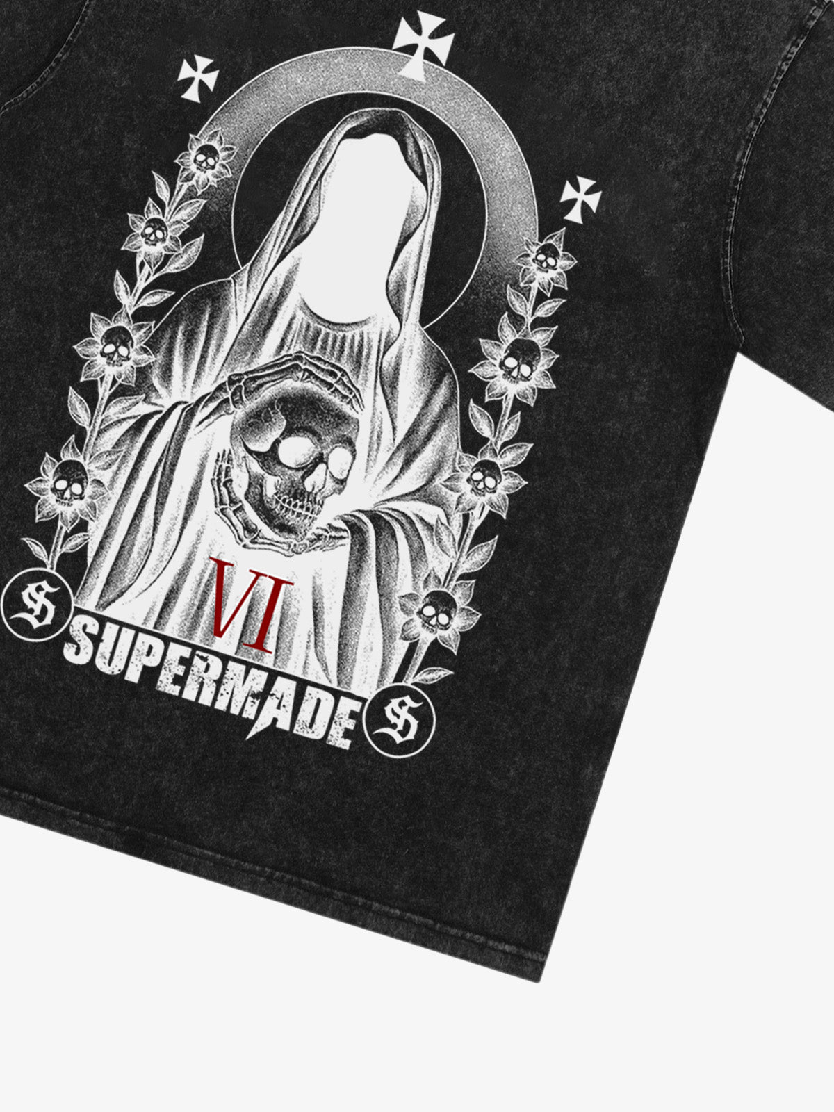 Thesupermade Dark Gothic Headless Skull Death T-shirt 