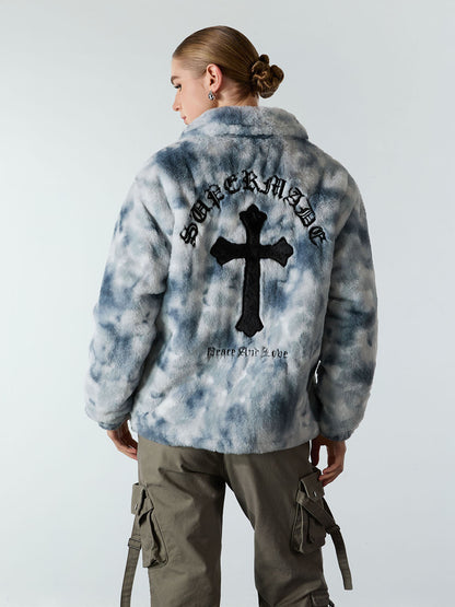 Heavy-Duty Faux Lambswool Tie-Dye Urban Jacket - 1558 