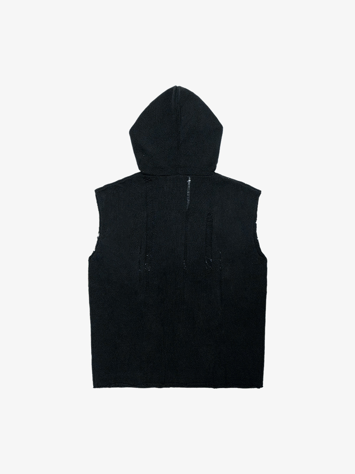Distressed Embroidered Hooded Knit Vest