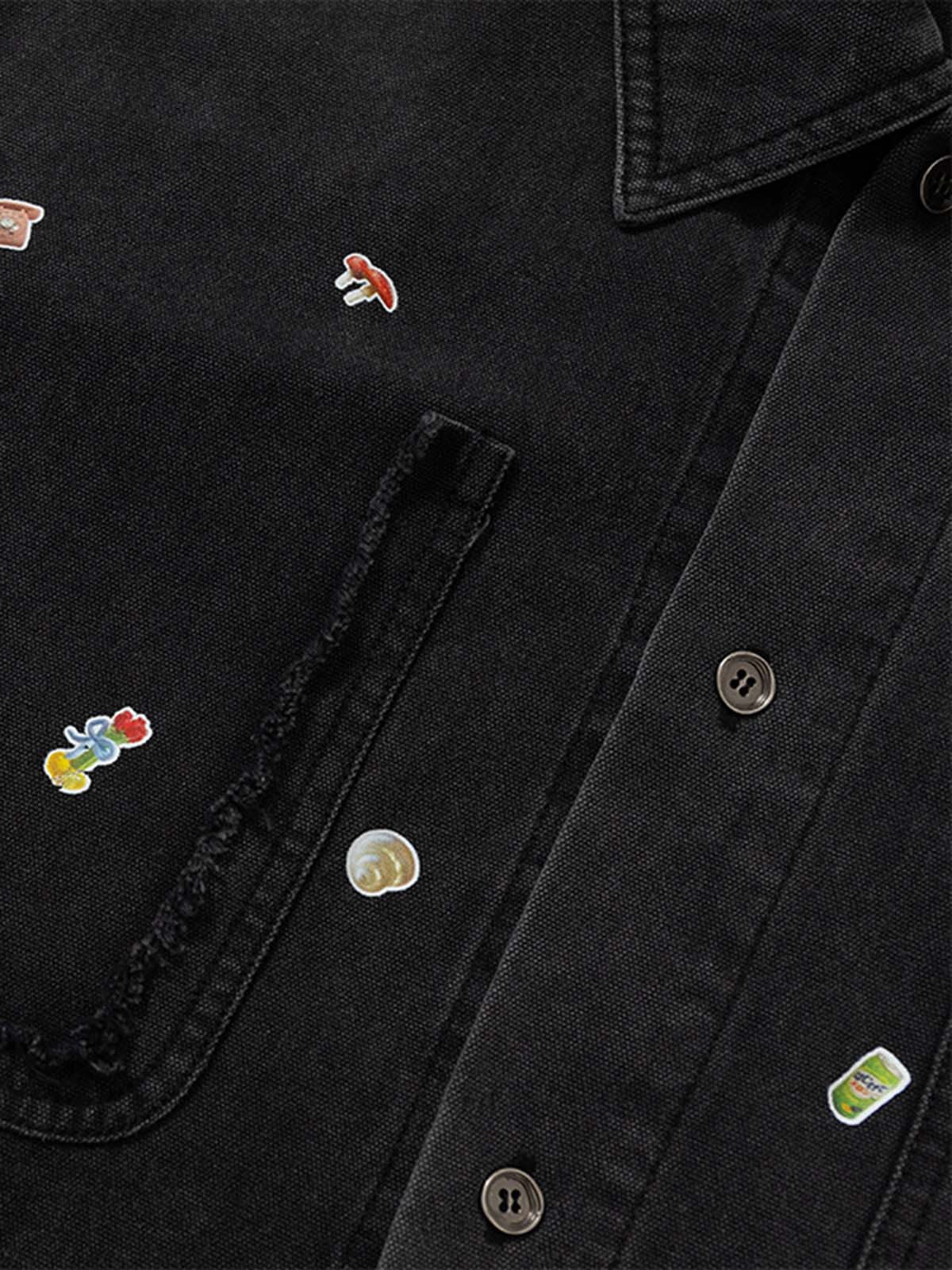 Vintage Sticker Washed Denim Jacket 