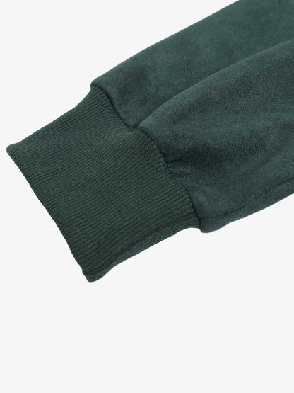 Suede Letter Embroidered Cropped Zip-Up Hoodie 