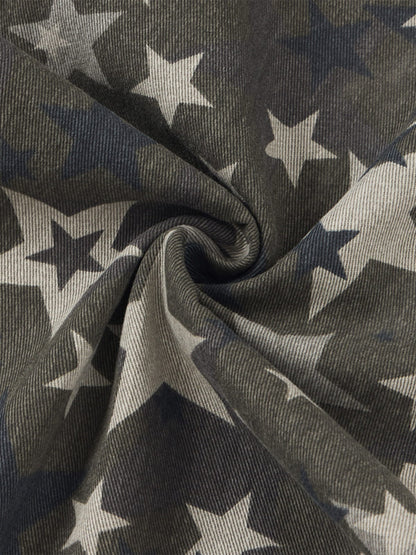 Retro Star Print Barrel Cargo Pants 