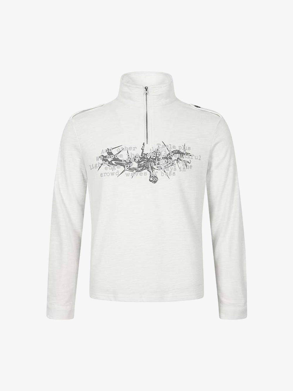 Letter Graphic Half-Zip Stand-Collar Long Sleeve Tee