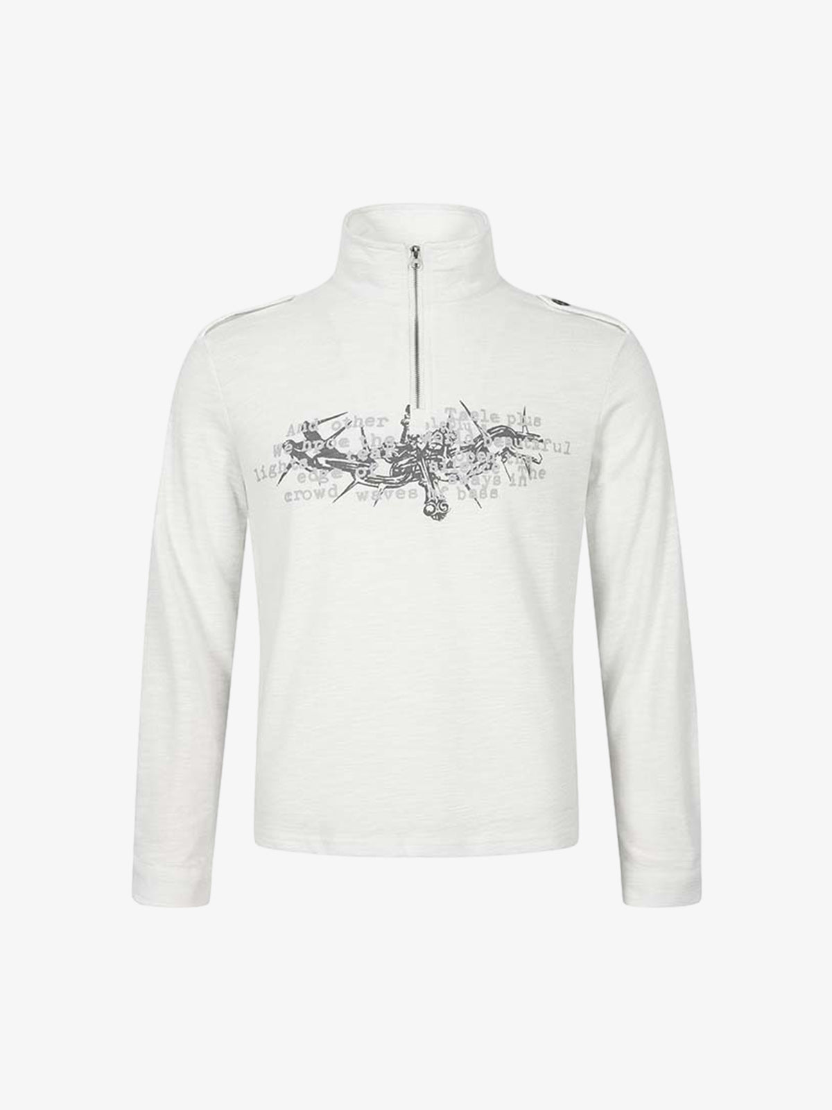 Letter Graphic Half-Zip Stand-Collar Long Sleeve Tee