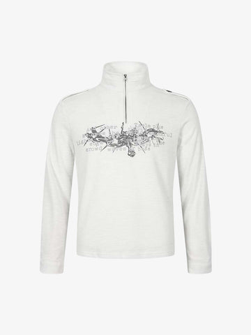 Letter Graphic Half-Zip Stand-Collar Long Sleeve Tee