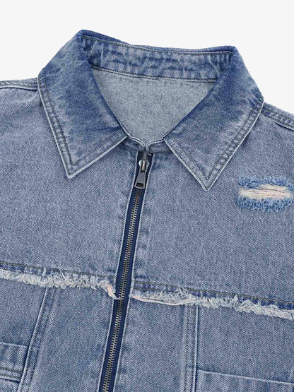 Distressed Ripped Denim Suit - 2460 