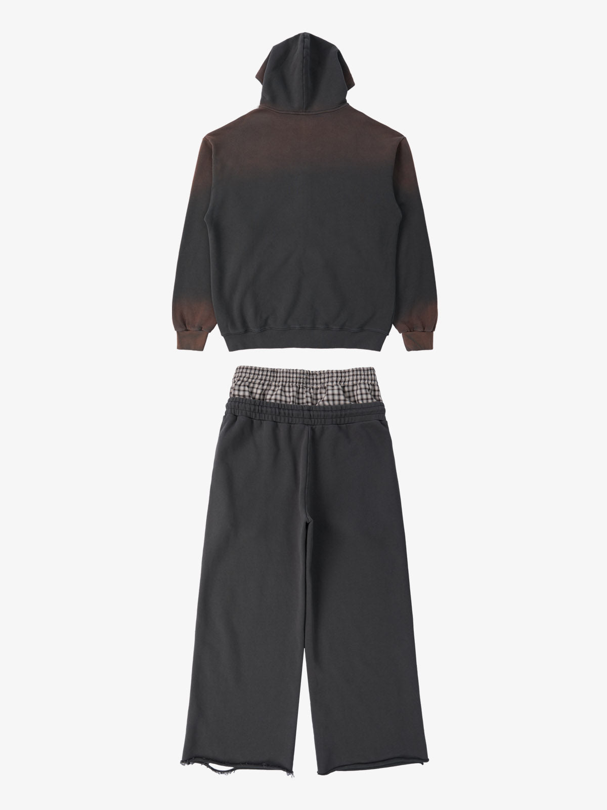 Supermade Vintage Distressed Print Patchwork Sweatshirt Set 