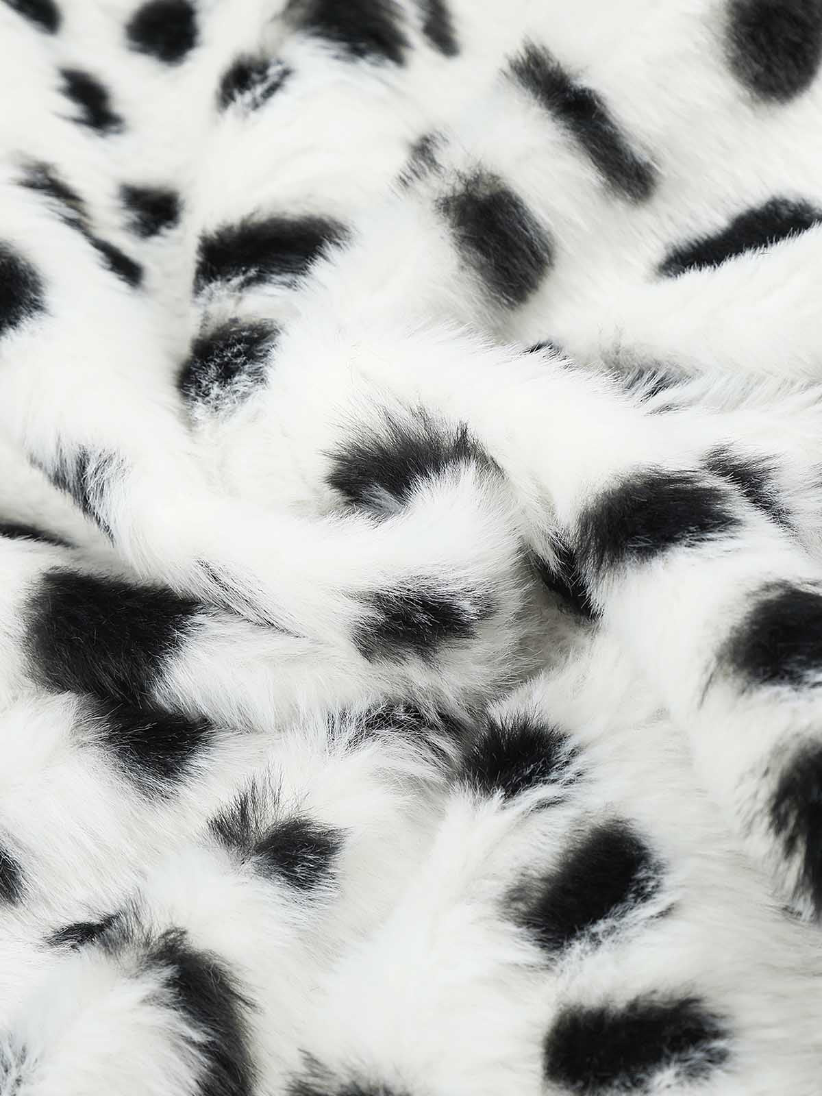 Reversible Spotted Leopard Stand-Collar Fleece Coat