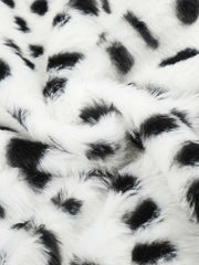 Reversible Spotted Leopard Stand-Collar Fleece Coat