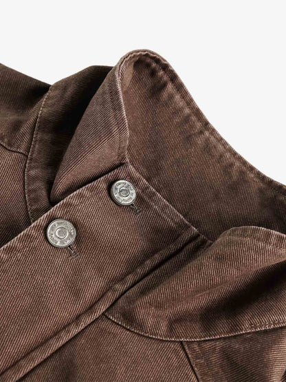 Stand Collar Elastic Hem Pocket Jacket