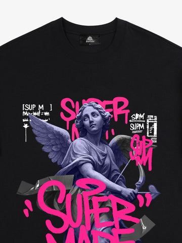 Street Pink Lucky Angel Graphic Design T-Shirt 