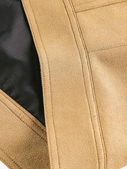 Suede Retro Graffiti Multi-Pocket Workwear Jacket 