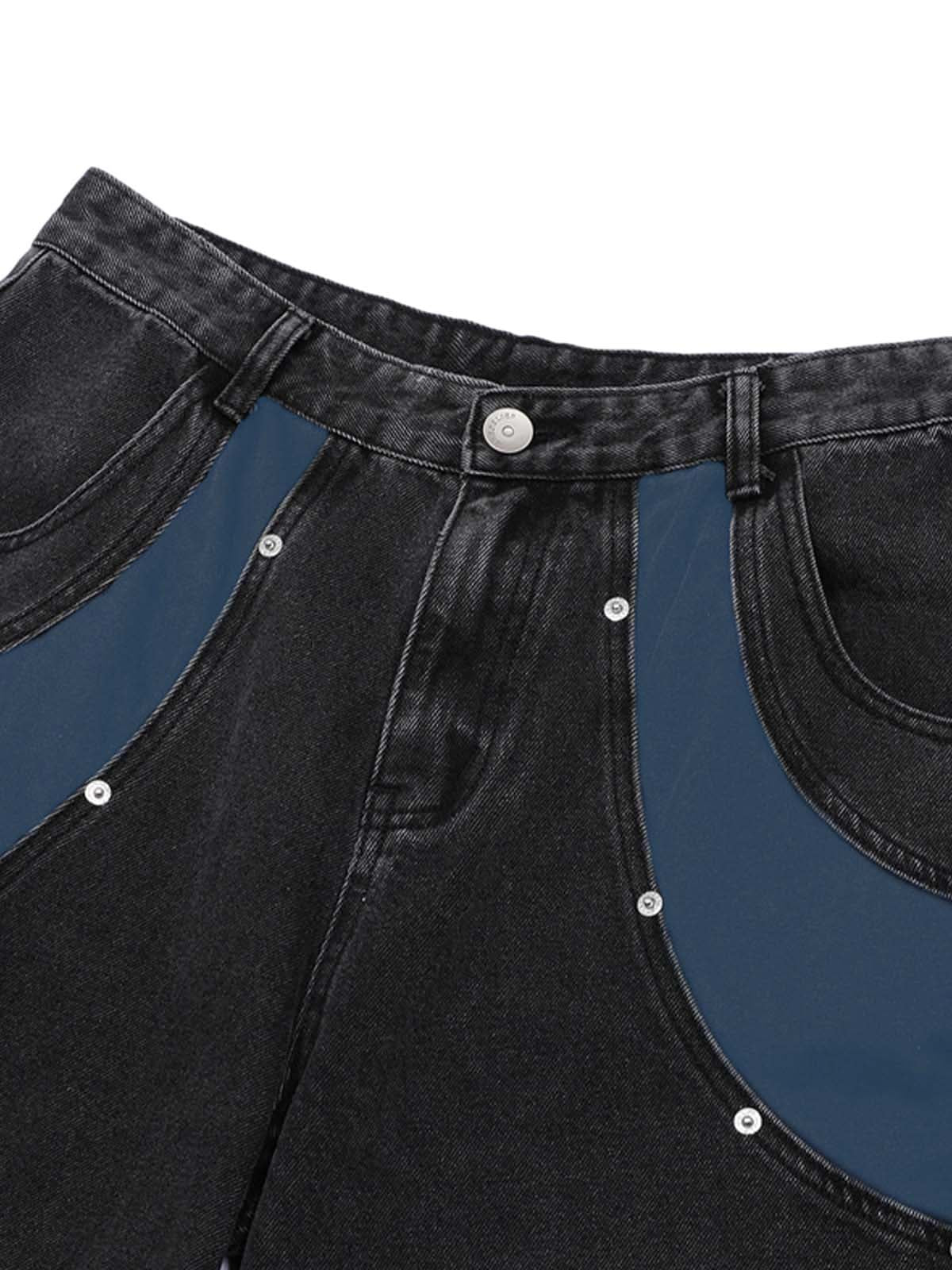 Deconstructed Patchwork Short-Sleeve Cropped Denim Set
