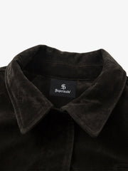 Retro Unique Metal Button Lapel Suede Bomber Jacket - 2538 